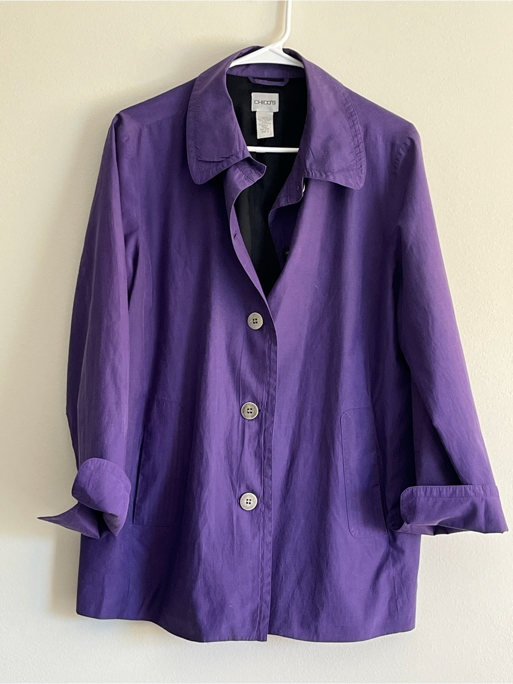 Chico's Violet Three-Button Lightweight Jacket